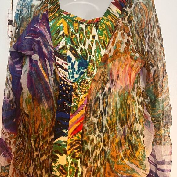 Orna Farho top Classic Paris Y2k Fashion beaded runway dress shirt pretty blouse - Picture 2 of 10